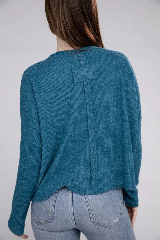 ZENANA Ribbed Dolman Long Sleeve Sweater