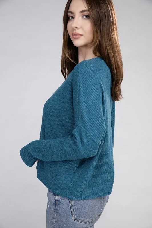 ZENANA Ribbed Dolman Long Sleeve Sweater