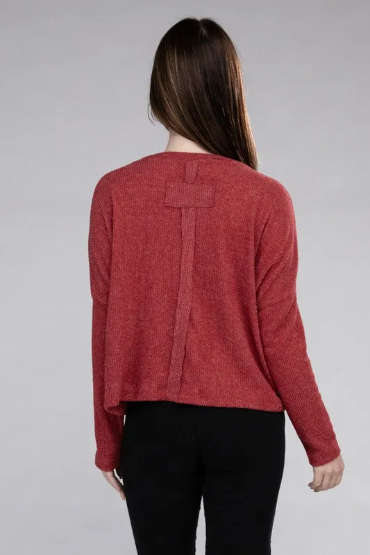 ZENANA Ribbed Dolman Long Sleeve Sweater