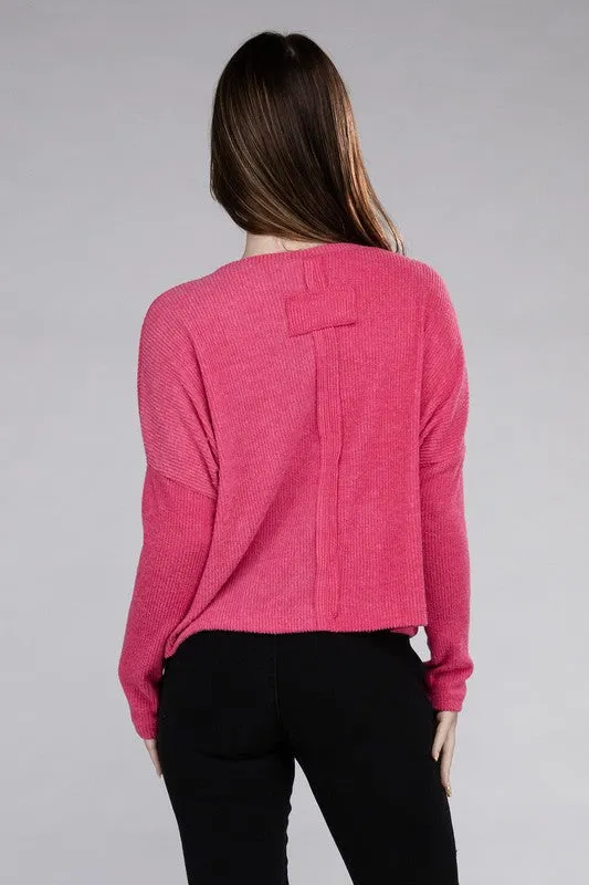 ZENANA Ribbed Dolman Long Sleeve Sweater