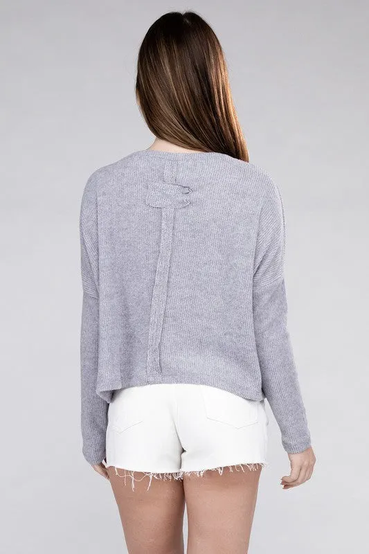 ZENANA Ribbed Dolman Long Sleeve Sweater